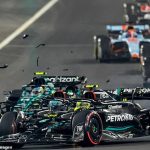 Mercedes team-mates George Russell and Lewis Hamilton collided at the start of the race