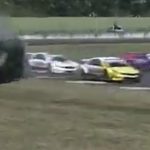 Terrifying moment car flips seven times before ending up a mangled shell with 19-year-old racing driver inside
