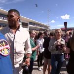 Fans left in stitches at ‘painful’ way Anthony Joshua makes Martin Brundle wait for interview on grid walk before US GP
