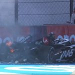 Haas driver Kevin Magnussen’s day in Mexico ended early after a wreck on Lap 34