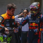 Lando Norris (L) took pole position for Saturday’s sprint race ahead of Max Verstappen (R)
