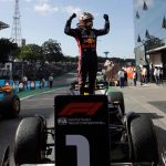 Red Bull driver Max Verstappen celebrates yet another victory.