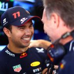 Sergio Perez pictured with Red Bull Racing Team Principal Christian Horner