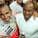 Lewis Hamilton with his father Anthony in 2008.