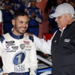CONCORD, NORTH CAROLINA – MAY 30: Kyle Larson, driver of the #5 Metro Tech Chevrolet, and NASCAR Hall of Famer and team owner Rick Hendrick celebrate in victory lane after winning the NASCAR Cup Series Coca-Cola 600, Hendrick Motorsports’ 269th Cup Series win, the most in NASCAR at Charlotte Motor Speedway on May 30, 2021 in Concord, North Carolina. (Photo by Maddie Meyer/Getty Images) | Getty Images