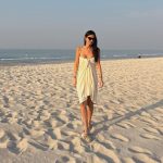 Kelly Piquet posed on the beach in Abu Dhabi