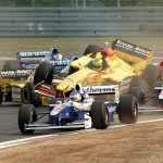 Teammates Ralf Schumacher and Giancarlo Fisichella of team Jordan Peugeot crashed out at Luxembourg in 1997