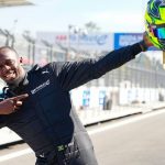 Usain Bolt drives the Formula E race car
