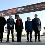 Formula One chief executive Stefano Domenicali (second from left) at Ifema Madrid exhibition centre, the new home for the Spanish Grand Prix.