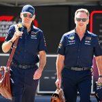Christian Horner pictured arriving at the circuit with Adrian Newey, the chief technical officer