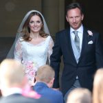 Geri Halliwell and Christian Horner leave St Marys Church in Woburn on their wedding day in 2015