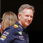 A smiling Christian Horner was seen today at the Bahrain Grand Prix