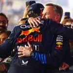 Christian Horner hugged Max Verstappen after his win today