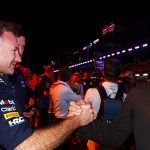 Christian Horner shakes hands with Franz Watzlawick on the grid before the F1 Grand Prix of Saudi Arabia