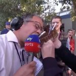 Sky Sports F1 legend Ted Kravitz covered in cake as Ferrari engineer tries to KISS him live on TV during Australian GPHe had a light-hearted response to the celebrations