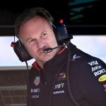 Horner looks on in the pits during Free Practice Two at the Albert Park Grand Prix Circuit in Melbourne, Australia, on March 22